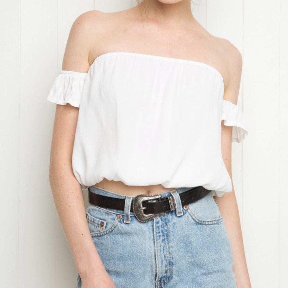 Brandy Melville White Beccah Off The Shoulder Top